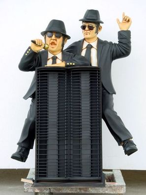 Blues Brothers CD-Regal mit CD-Ständer verkleinert 105cm für draußen aus Polyresin