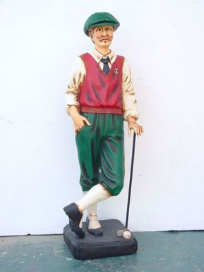 Golfer mit Schläger verkleinert 105cm für draußen aus Polyresin