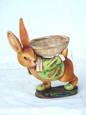 Osterhäschen mit Körbchen auf Rücken mit Aufbewahrungsmöglichkeit lebensgroß 56cm für