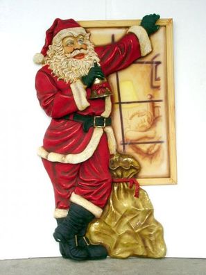 Weihnachtsmann am Fenster stehend lebensgroß 191cm für draußen aus GFK