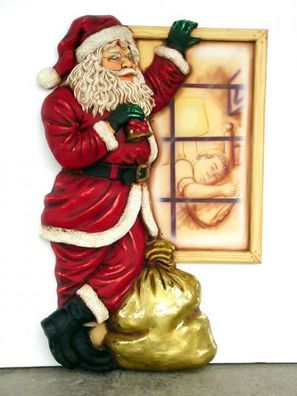 Weihnachtsmann am Fenster stehend klein verkleinert 95cm für draußen aus Polyresin