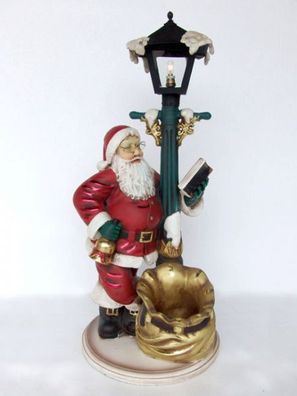 Weihnachtsmann an Laterne klein verkleinert 123cm für draußen aus Polyresin