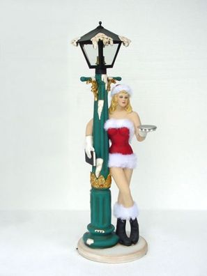 Weihnachtsgirl sexy an Laterne klein verkleinert 128cm für draußen aus Polyresin