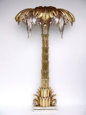 Halbe Retro Palme Gold-Silber lebensgroß 215cm für draußen aus GFK