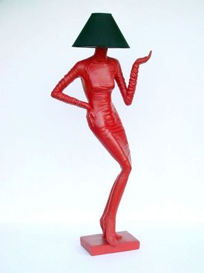 Moderne Lady Lampe Rot lebensgroß 189cm für innen aus GFK