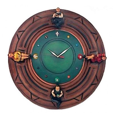 Billiard Uhr 67cm für innen aus Polyresin