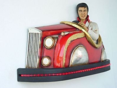 Autoscooter mit Elvis lebensgroß 65cm für draußen aus Polyresin