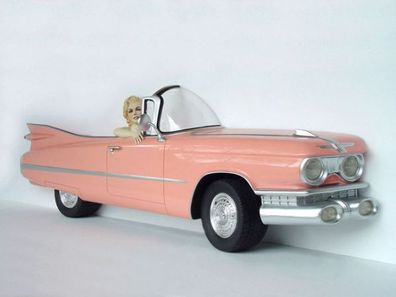 Cadillac Seitenansicht groß mit Marilyn verkleinert 121cm für draußen aus GFK