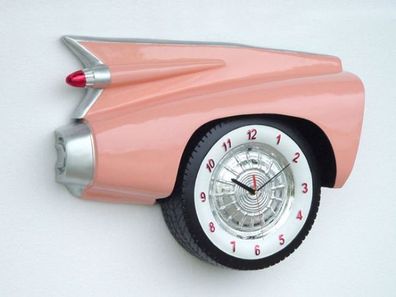 Cadillac Uhr pink verkleinert 47cm für innen aus Polyresin