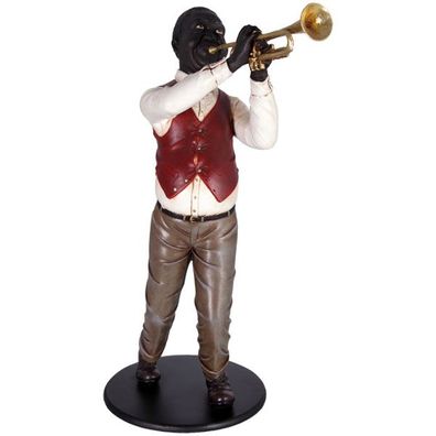 Neger als Trompetenspieler Jazz verkleinert 58cm für draußen aus Polyresin