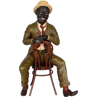 The Dandie Jazz Sänger auf Stuhl verkleinert 51cm für draußen aus Polyresin