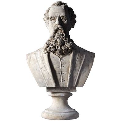 Charles Dickens Büste lebensgroß 77cm für draußen aus Polyresin