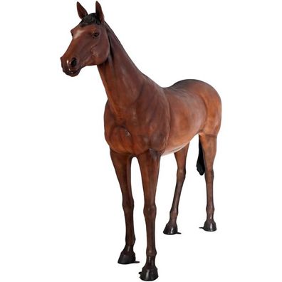 stehendes Pferd mit Bodenbefestigung (Metalllaschen) lebensgroß 208cm für draußen aus
