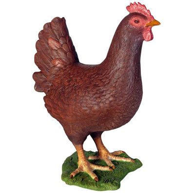 Henne rotbraun lebensgroß 39cm für draußen aus Polyresin