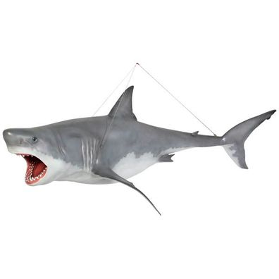 großer weißer Hai hängend lebensgroß 125cm für draußen aus GFK