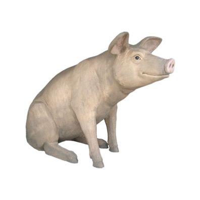 Großes sitzendes Schwein lebensgroß 78cm für draußen aus GFK