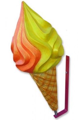 Buntes Softeis mit Wandhalterung vergrößert 90cm fér draußen aus GFK