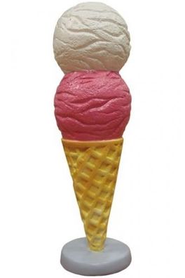Kleines Kugeleis Weiß und Rosa vergrößert 35cm fér draußen aus Polyresin