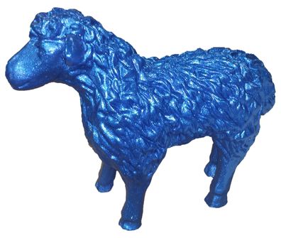 Schaf Glitzer blau verkleinert 40cm fér draußen aus Polyresin