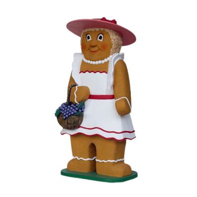 Lebkuchen-Frau mit Kleid und Handtasche vergrößert 191cm fér draußen aus Polyresin
