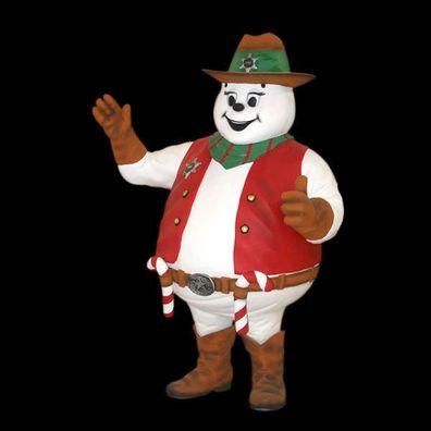 großer Schneemann als Sheriff mit Zuckerstangen lebensgroß 233cm fér draußen aus GFK