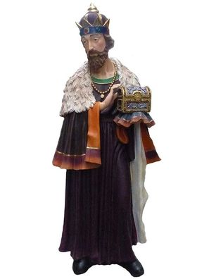 Balthasar stehend mit Truhe verkleinert 138cm fér draußen aus Polyresin