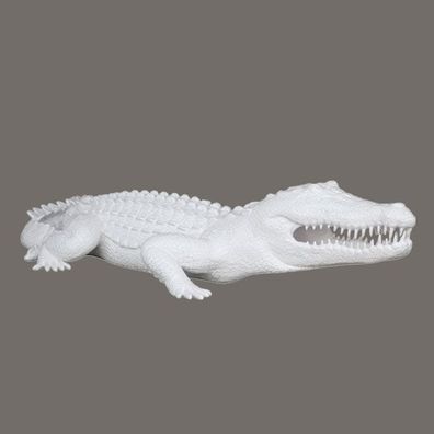 weißes Krokodil lebensgroß 56cm fér draußen aus GFK