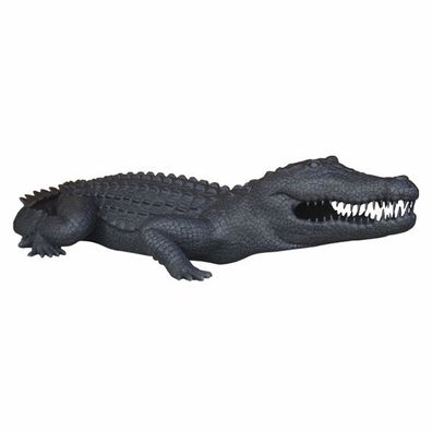 schwarzes Krokodil lebensgroß 56cm fér draußen aus GFK