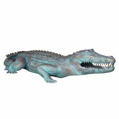 bronzefarbendes Krokodil lebensgroß 56cm fér draußen aus GFK