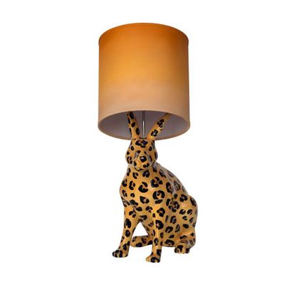 Hase im Leopardenlook als Stehlampe lebensgroß 70cm fér draußen aus GFK