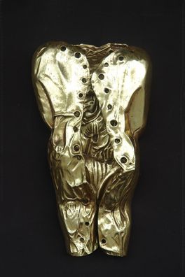 goldener männlicher Torso lebensgroß 64cm fér draußen aus Polyresin