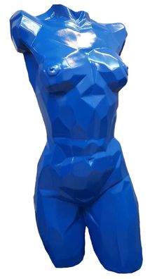 Polygonaler Frauentorso Blau lebensgroß 90cm fér draußen aus Polyresin