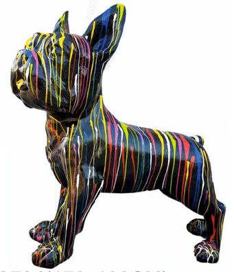 Hund französische Bulldogge schwarz mit Farbverlauf ébergroß XXL 180cm fér draußen au