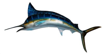Blue Marlin mit gelben Streifen lebensgroß 115cm fér draußen aus GFK