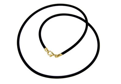 Minott Kautschuk-Band Kette Halsband schwarz 50cm / gelbgolden 32523