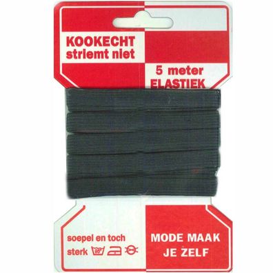 Kochfeste Gummilitze 10 mm breit, schwarz - 5 m Karte