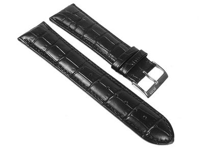 Hugo Boss Uhrenarmband Leder schwarz 24mm Krokooptik 1512385