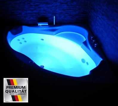 NEU Whirlpool Badewanne mit 13 Massage Düsen LED Beleuchtung Eckwanne Made in Germany