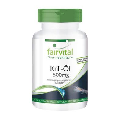 Krill-Öl 500mg 90 LiCaps, Omega-3-Fettsäuren DHA & EPA Astaxanthin - fairvital