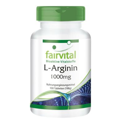 L-Arginin 1000mg 100 Tabletten Aminosäure vegan - fairvital