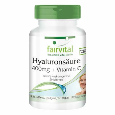 Hyaluronsäure 400mg + Vitamin C - 90 Tabletten - fairvital