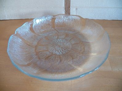 Glasschale Gebäckschale Glas mit Relief Blattmuster ca.20,5 cm Ø/ Arcoroc