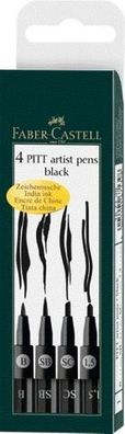 FABER-CASTELL Tuschestift PITT artist pen B, SB, SC, 1,5 schwarz 4er Etui 167139