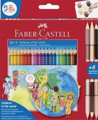 FABER-CASTELL Charity Set Children of the World, sortiert, 23er Etui Grip 201747