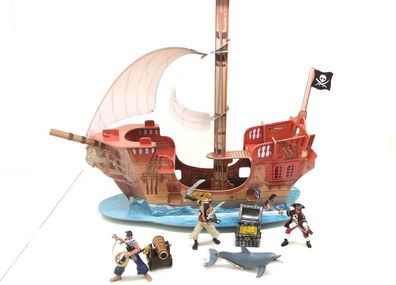 Papo 60256 Piratenschiff aus hochwertig bedruckter Kartonage inkl. 6 Figuren
