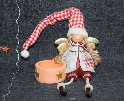 A: Engel sitzend mit Teelichthalter 10 * 20 cm Kantenhocker Weihnachten Advent