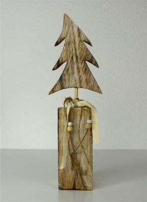 Holzsäule mit Tannenbaum 9 * 6 * 31cm Weihnachts Adventsdekoration