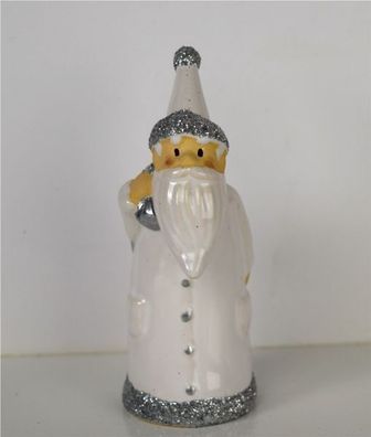 Nikolaus Weihnachtsmann weiß mit Sack tragend 4,6 * 10 cm Adventsdekoration