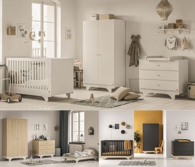Babyzimmer Kinderzimmer komplett SPRING Set A weiß-grau Schrank Kommode Bett neu 