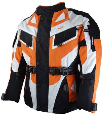 Kinder Motorradjacke Motorrad Textil Jacke Cordura orange schwarz weiss 128-176